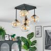 Koyoto Plafondlamp, Kogellampje Amber, Duidelijk, 5-lichts