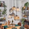 Ripoll Hanglamp, Kogellampje, Hanglamp Amber, Duidelijk, Rookkleurig, 6-lichts
