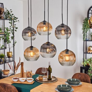 Ripoll Hanglamp, Kogellampje, Hanglamp Amber, Duidelijk, Rookkleurig, 6-lichts Ripoll Hanglamp, Kogellampje, Hanglamp Amber, Duidelijk, Rookkleurig, 6-lichts