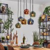 Ripoll Hanglamp, Kogellampje, Hanglamp Blauw, Goud, Groen, Koperkleurig, 6-lichts