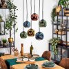 Ripoll Hanglamp, Kogellampje, Hanglamp Blauw, Goud, Groen, Koperkleurig, 6-lichts