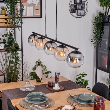 Gastor Hanglamp, Kogellampje, Hanglamp Amber, Duidelijk, Rookkleurig, 5-lichts