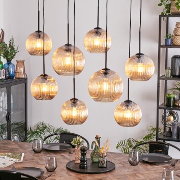 Koyoto Hanglamp, Kogellampje, Hanglamp Amber, 8-lichts Koyoto Hanglamp, Kogellampje, Hanglamp Amber, 8-lichts