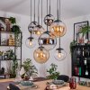 Gastor Hanglamp, Kogellampje, Hanglamp Amber, Chroom, Duidelijk, Rookkleurig, 8-lichts