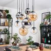 Gastor Hanglamp, Kogellampje, Hanglamp Amber, Chroom, Duidelijk, Rookkleurig, 8-lichts