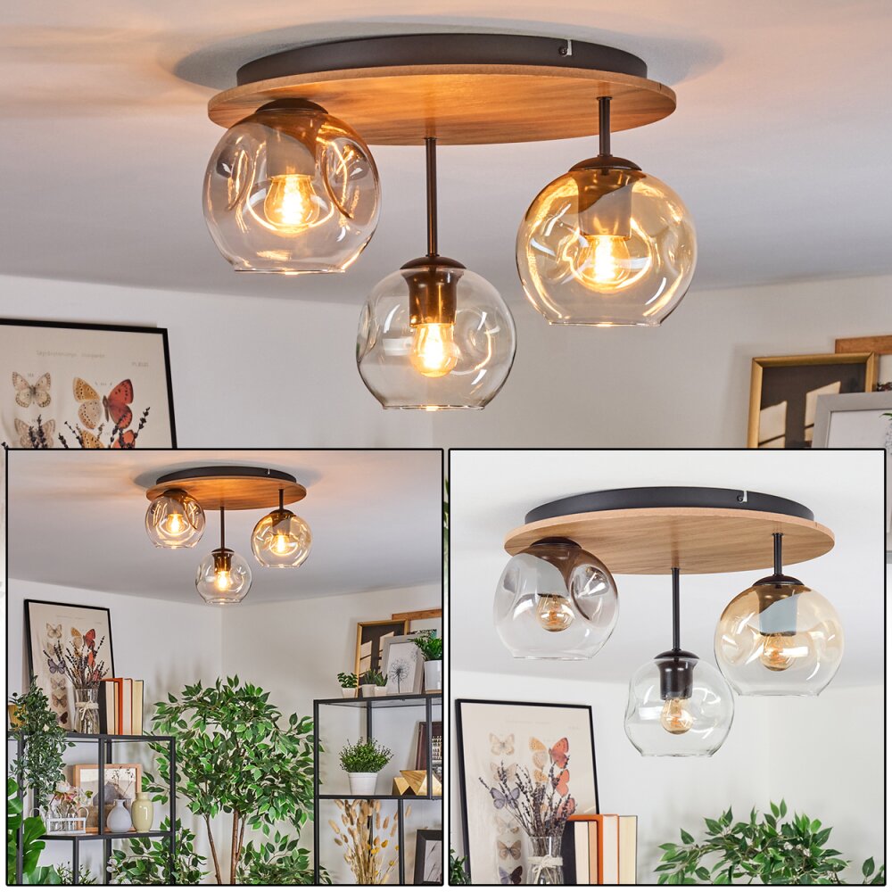 Ripoll Plafondlamp, Kogellampje Natuurlijke kleuren, Zwart, 3-lichts main product photo