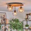 Ripoll Plafondlamp, Kogellampje Natuurlijke kleuren, Zwart, 3-lichts