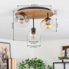 Ripoll Plafondlamp, Kogellampje Natuurlijke kleuren, Zwart, 3-lichts