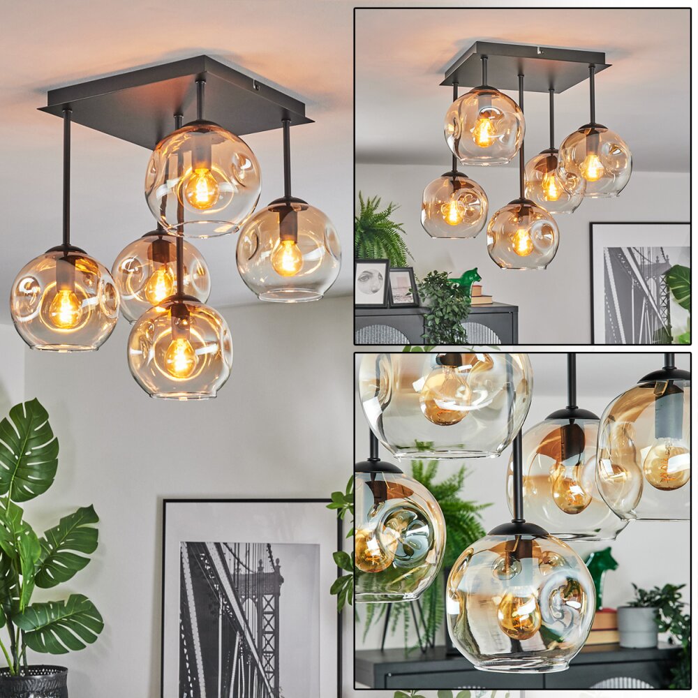 Ripoll Plafondlamp, Kogellampje Amber, Duidelijk, 5-lichts main product photo