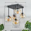 Ripoll Plafondlamp, Kogellampje Amber, Duidelijk, 5-lichts