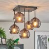 Koyoto Plafondlamp, Kogellampje 37 cm Rookkleurig, 5-lichts