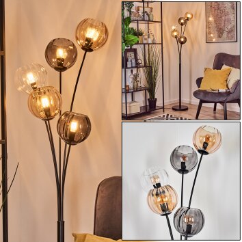Koyoto Kogellampje, Staande lamp Amber, Duidelijk, Rookkleurig, 5-lichts