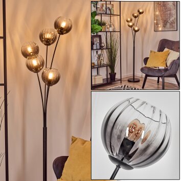 Koyoto Kogellampje, Staande lamp Duidelijk, Rookkleurig, 5-lichts