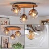 Ripoll Plafondlamp, Kogellampje Bruin, houtlook, Zwart, 3-lichts Ripoll Plafondlamp, Kogellampje Bruin, houtlook, Zwart, 3-lichts