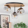Ripoll Plafondlamp, Kogellampje Bruin, houtlook, Zwart, 3-lichts Ripoll Plafondlamp, Kogellampje Bruin, houtlook, Zwart, 3-lichts