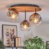 Ripoll Plafondlamp, Kogellampje Bruin, houtlook, Zwart, 3-lichts Ripoll Plafondlamp, Kogellampje Bruin, houtlook, Zwart, 3-lichts