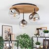 Ripoll Plafondlamp, Kogellampje Bruin, houtlook, Zwart, 3-lichts Ripoll Plafondlamp, Kogellampje Bruin, houtlook, Zwart, 3-lichts