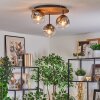 Ripoll Plafondlamp, Kogellampje Bruin, houtlook, Zwart, 3-lichts Ripoll Plafondlamp, Kogellampje Bruin, houtlook, Zwart, 3-lichts