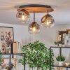 Ripoll Plafondlamp, Kogellampje Bruin, houtlook, Zwart, 3-lichts Ripoll Plafondlamp, Kogellampje Bruin, houtlook, Zwart, 3-lichts
