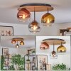 Koyoto Plafondlamp, Kogellampje 40 cm Bruin, houtlook, Zwart, 3-lichts