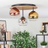 Koyoto Plafondlamp, Kogellampje 40 cm Bruin, houtlook, Zwart, 3-lichts
