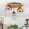 Koyoto Plafondlamp, Kogellampje 40 cm Bruin, houtlook, Zwart, 3-lichts