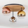 Koyoto Plafondlamp, Kogellampje 40 cm Bruin, houtlook, Zwart, 3-lichts