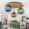 Koyoto Plafondlamp, Kogellampje 40 cm Bruin, houtlook, Zwart, 3-lichts