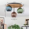 Koyoto Plafondlamp, Kogellampje 40 cm Bruin, houtlook, Zwart, 3-lichts