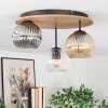 Ripoll Plafondlamp, Kogellampje Bruin, houtlook, Zwart, 3-lichts