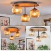 Ripoll Plafondlamp, Kogellampje Bruin, houtlook, Zwart, 3-lichts