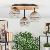 Ripoll Plafondlamp, Kogellampje Natuurlijke kleuren, Zwart, 3-lichts