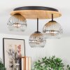 Ripoll Plafondlamp, Kogellampje Natuurlijke kleuren, Zwart, 3-lichts