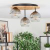 Ripoll Plafondlamp, Kogellampje Natuurlijke kleuren, Zwart, 3-lichts