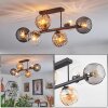 Koyoto Plafondlamp, Kogellampje Amber, Duidelijk, Rookkleurig, 6-lichts