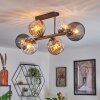 Koyoto Plafondlamp, Kogellampje Amber, Duidelijk, Rookkleurig, 6-lichts