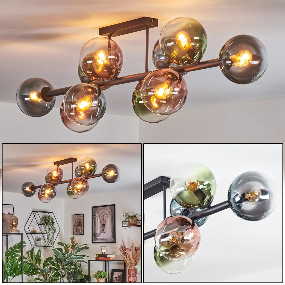 Gastor Plafondlamp, Kogellampje Blauw, Groen, Duidelijk, Koperkleurig, 10-lichts main product photo
