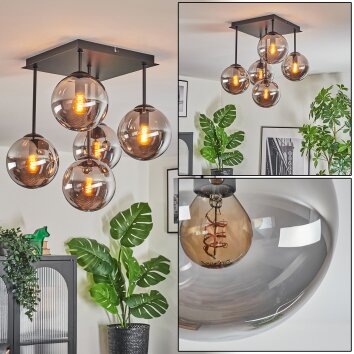 Gastor Plafondlamp, Kogellampje Rookkleurig, 5-lichts