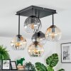 Koyoto Plafondlamp, Kogellampje Amber, Duidelijk, Rookkleurig, 5-lichts