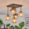 Koyoto Plafondlamp, Kogellampje Amber, Duidelijk, Rookkleurig, 5-lichts