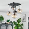 Koyoto Plafondlamp, Kogellampje Amber, Duidelijk, Rookkleurig, 5-lichts