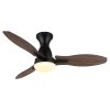 Globo Gale Plafondventilator met verlichting LED houtlook, Natuurlijke kleuren, Zwart, 1-licht, Afstandsbediening