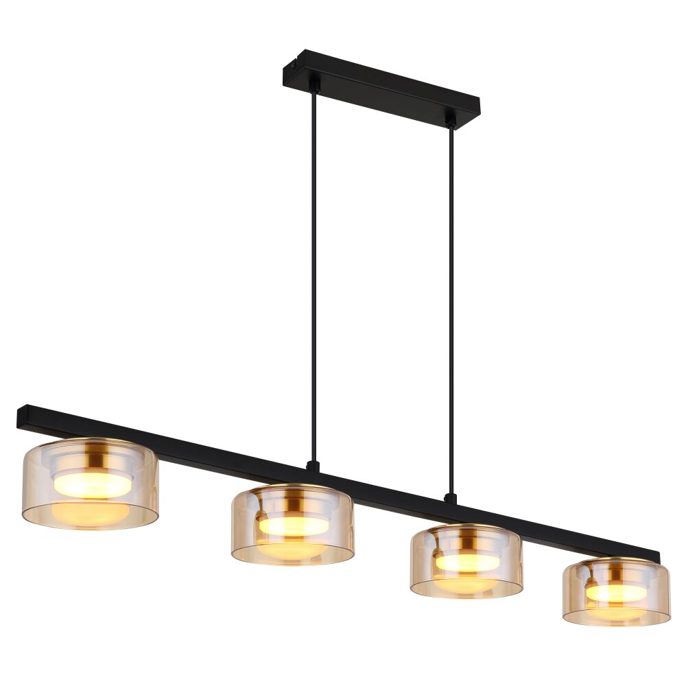 Globo Higgins Hanglamp Goud, Zwart, 4-lichts main product photo