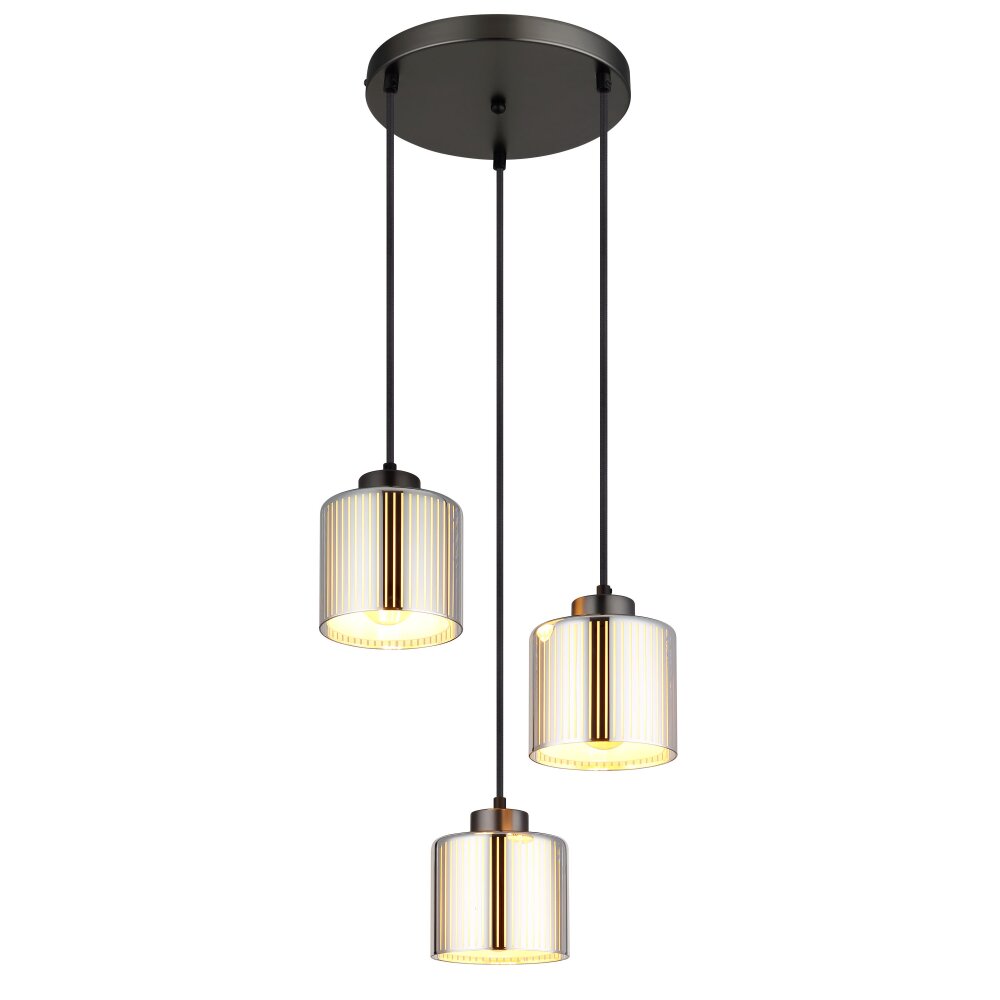 Globo Felicia Hanglamp Zwart, 3-lichts main product photo