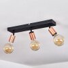 Tulla Plafondlamp Koperkleurig, Zwart, 3-lichts