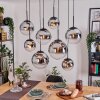 Gastor Hanglamp, Kogellampje, Hanglamp Chroom, Duidelijk, Rookkleurig, 8-lichts