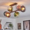 Gastor Plafondlamp, Kogellampje Blauw, Groen, Duidelijk, Koperkleurig, 6-lichts