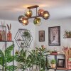 Gastor Plafondlamp, Kogellampje Blauw, Groen, Duidelijk, Koperkleurig, 6-lichts