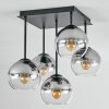Koyoto Plafondlamp, Kogellampje Duidelijk, Rookkleurig, 5-lichts