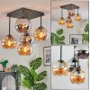 Koyoto Plafondlamp, Kogellampje Amber, Chroom, Rookkleurig, 5-lichts